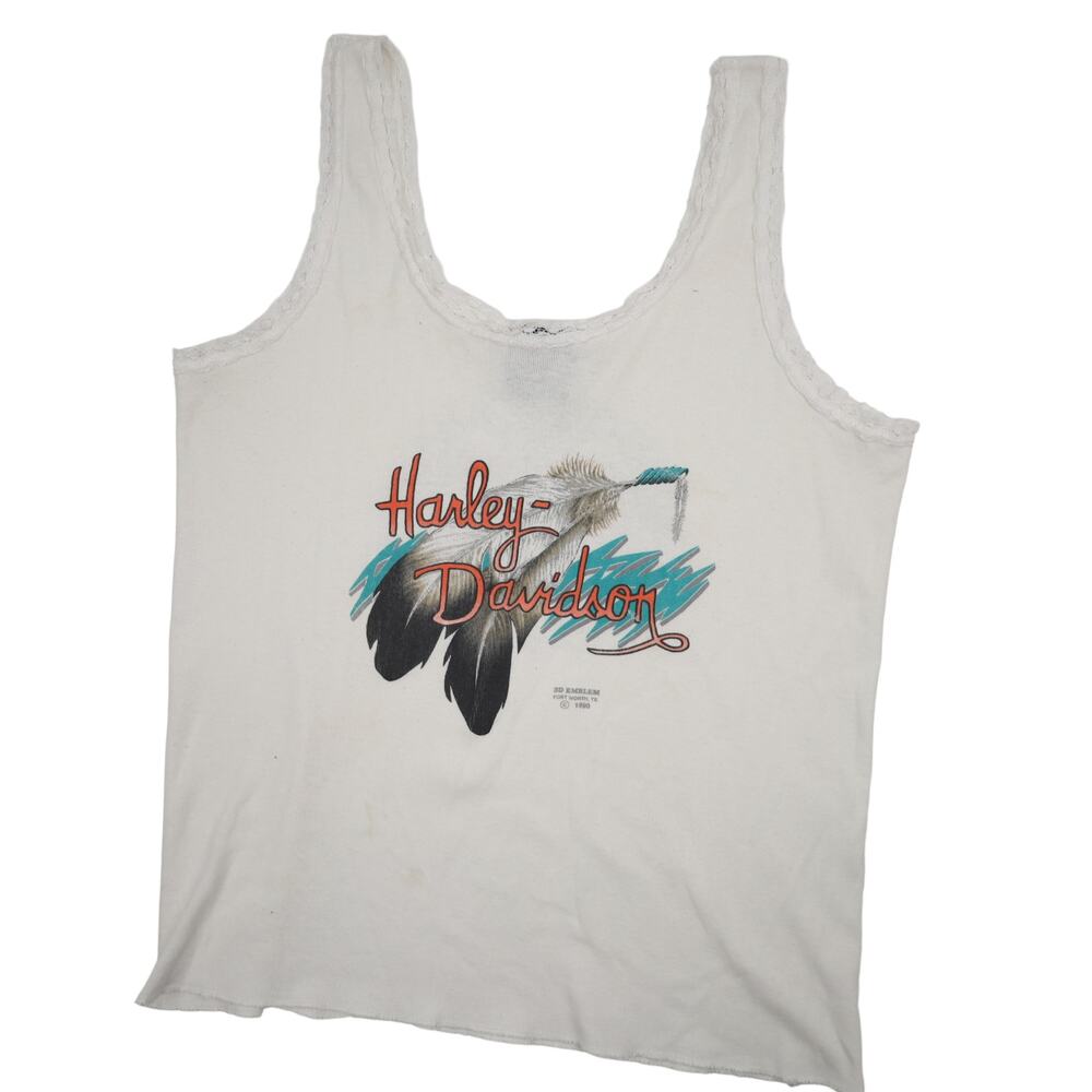 Vintage 3D Emblem Harley Davidson Lace Trim Tank Top